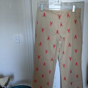 Lilly Pulitzer Khaki Lobster Embroidered Pants